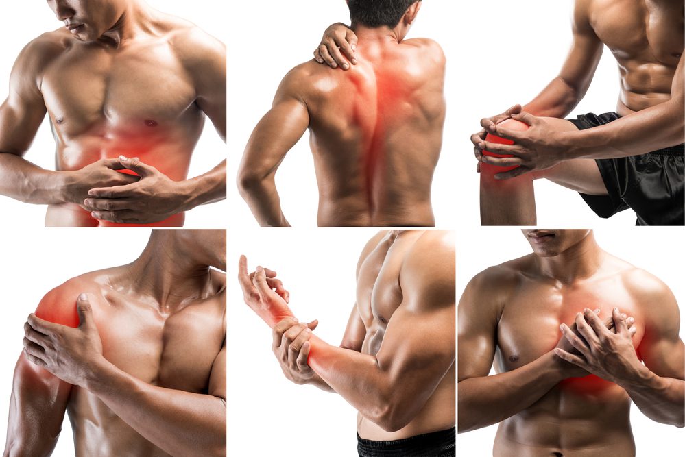Collage showing pain at several part of body